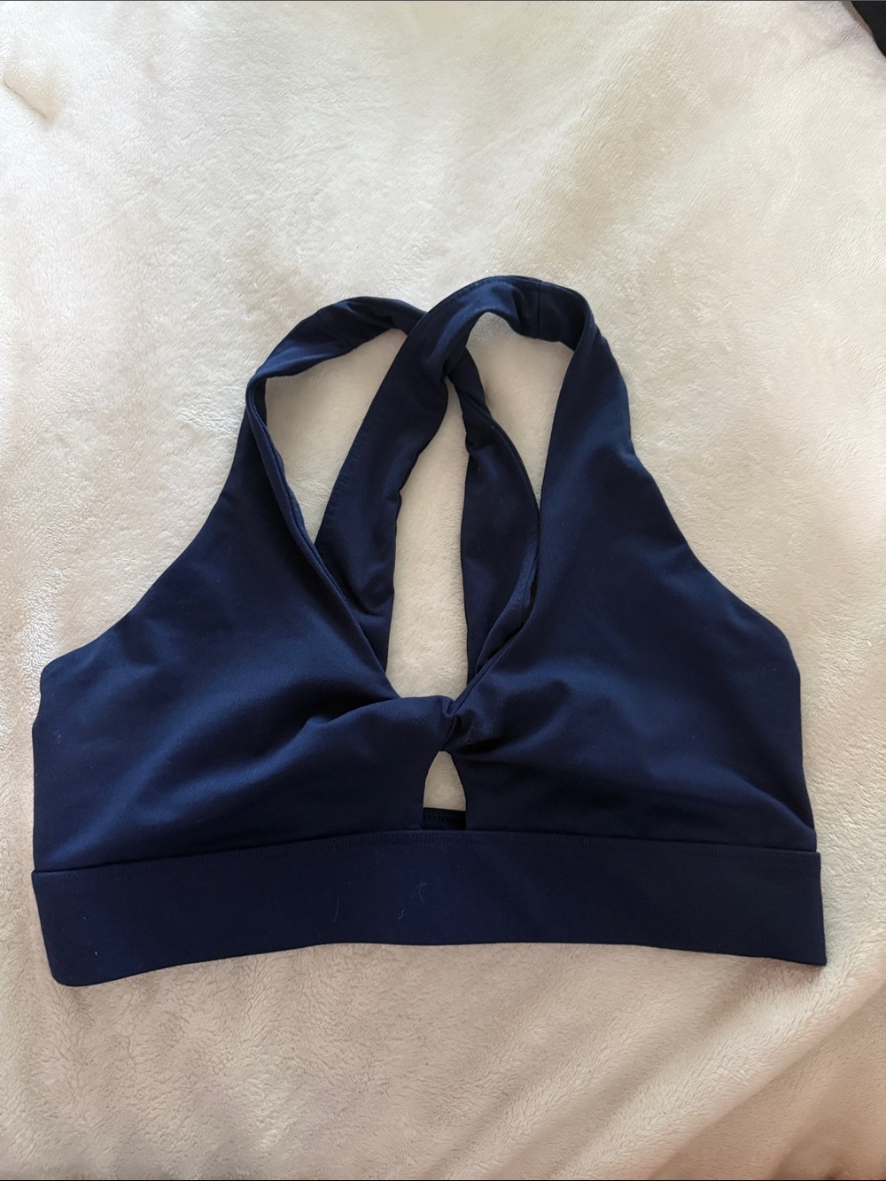 Fabletics Navy Twist-Front Sports Bra